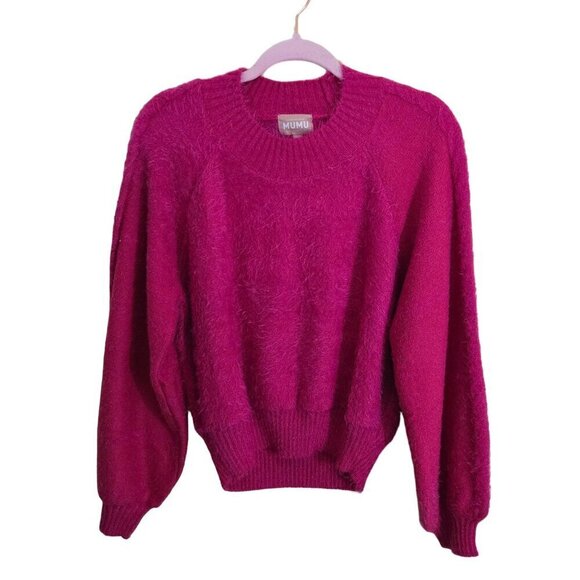 Show Me Your Mumu Vienna Sweater Pink Cozy Soft Balloon Sleeve Size M - Picture 2 of 11